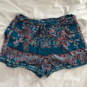 angie pink and blue patterned shorts